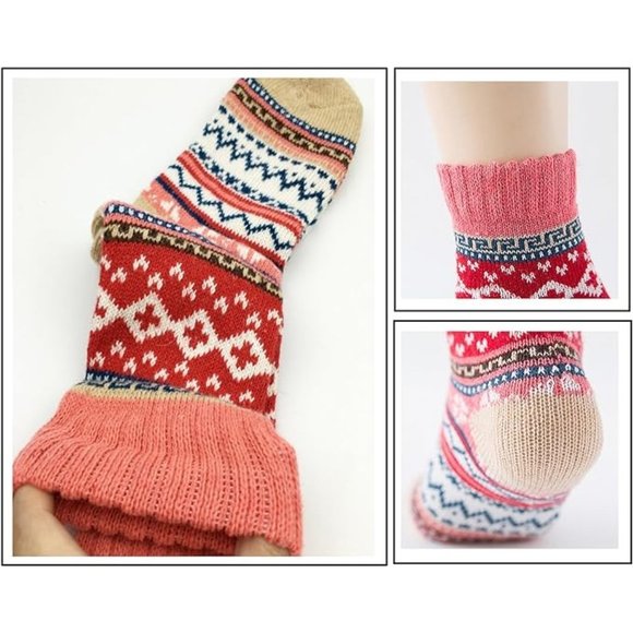 5Pack Womens Vintage Winter Soft Warm Thick Cold Knit Wool Crew Socks, M… - Picture 3 of 4